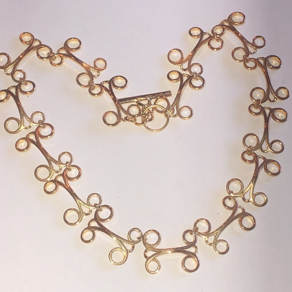 Vintage Gold Tone Swirl Chunky Retro Necklace